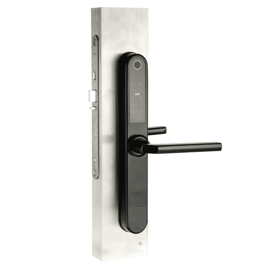 Smart låseudstyr med RFID og touchscreen til sikring af hjemmet.