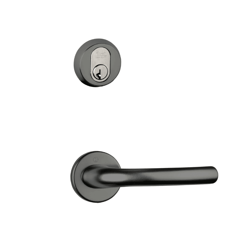 Elegant lås og dørgreb i rustfrit stål til moderne vinduer og døre.