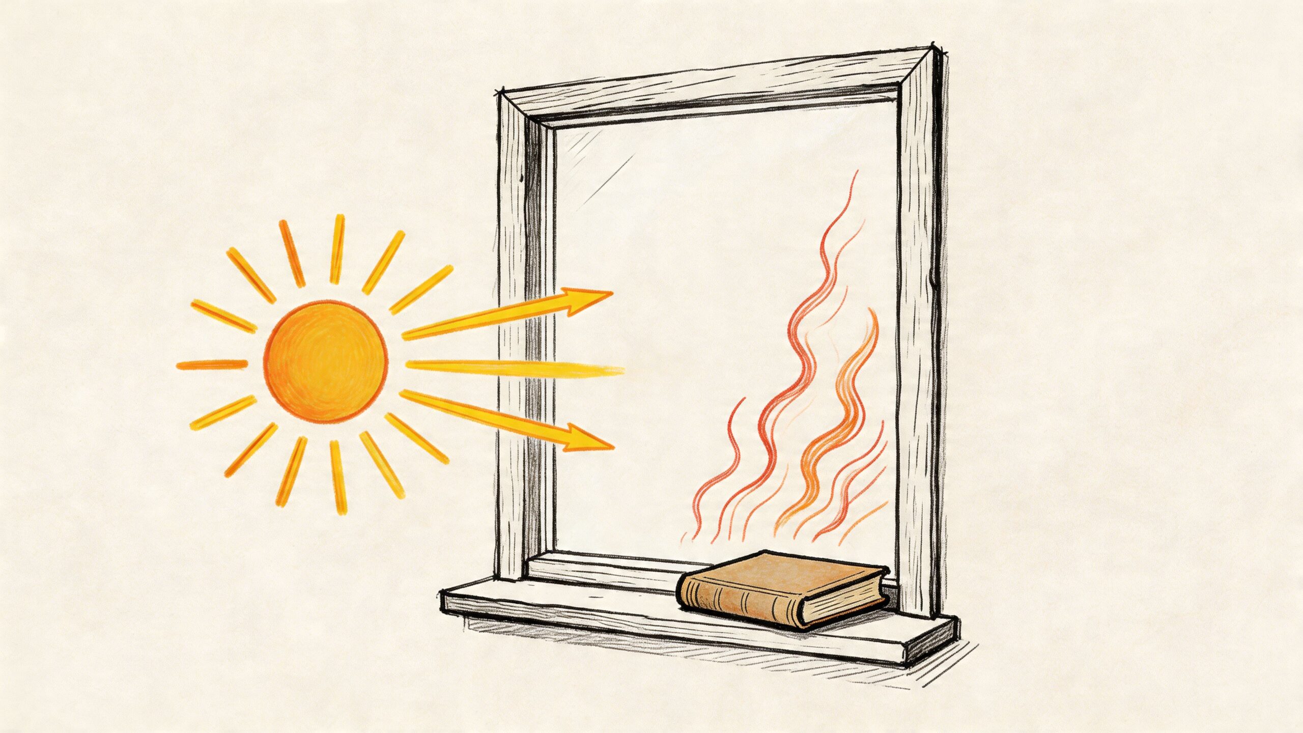 Sollys gennem et vindue med solbeskyttelse.