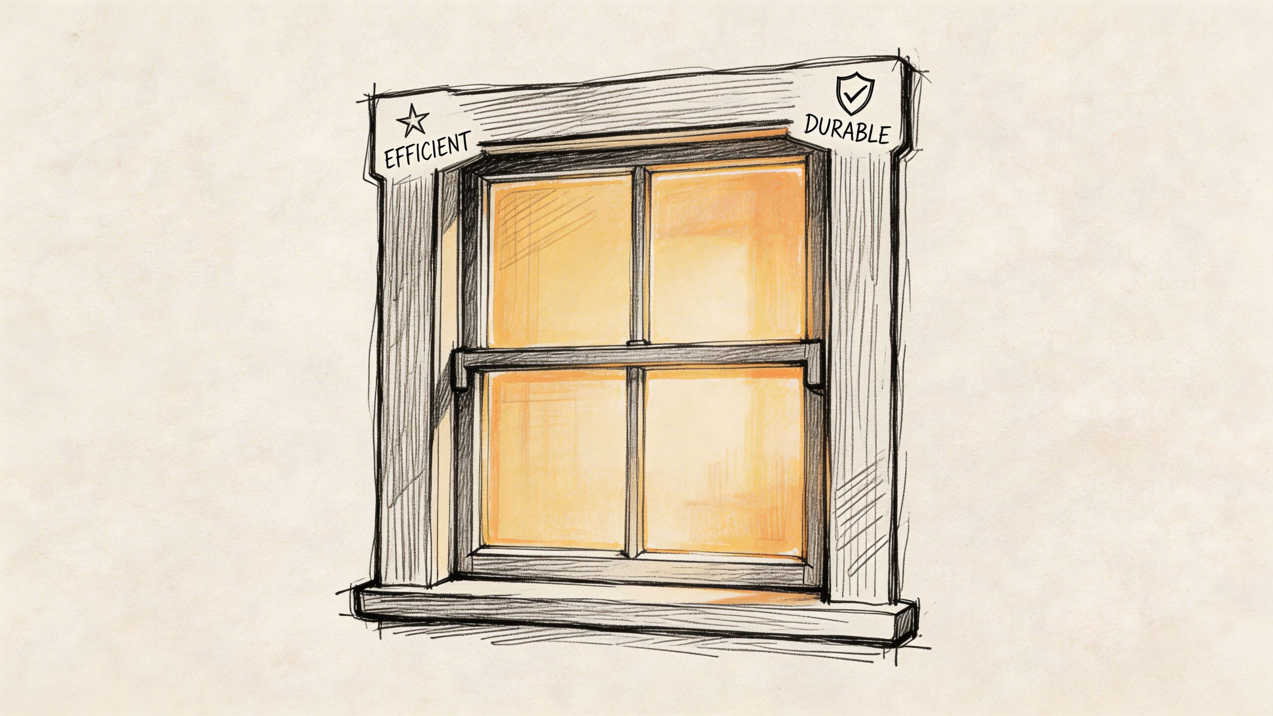 Illustration af et nyt vindue med fokus på holdbarhed og effektivitet.