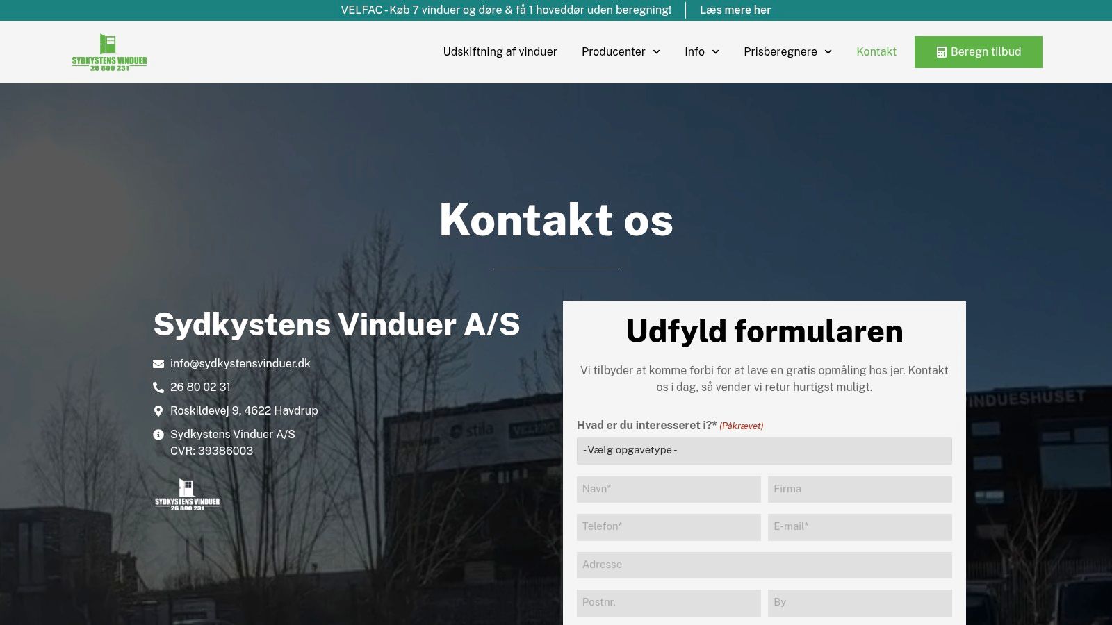 Screenshot from https://sydkystensvinduer.dk/kontakt/