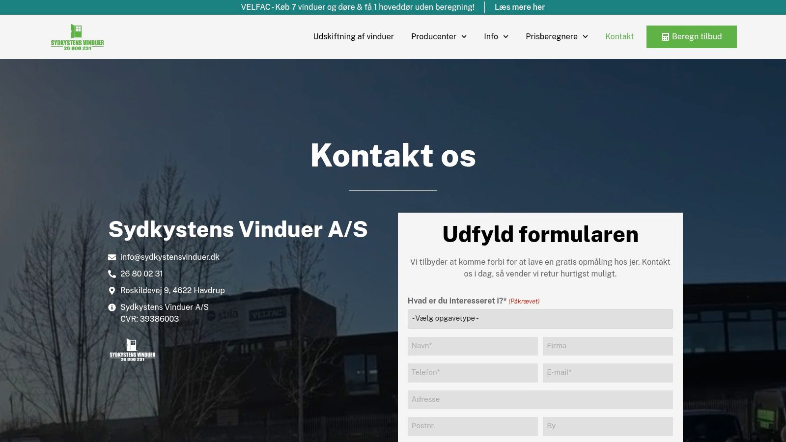 Screenshot from https://sydkystensvinduer.dk/kontakt-os/