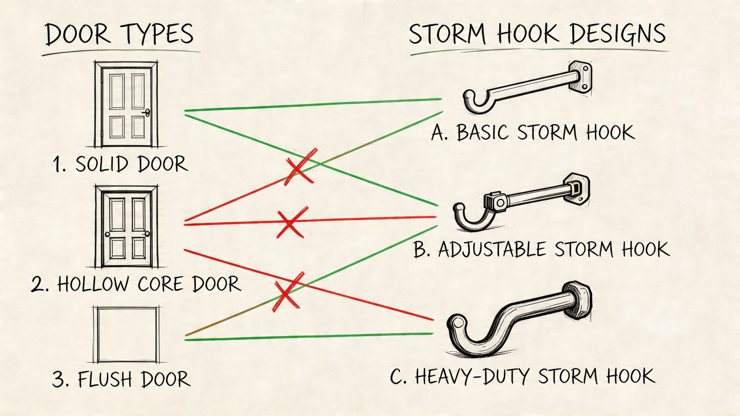Stormkroge til døre og forskellige dørtyper.