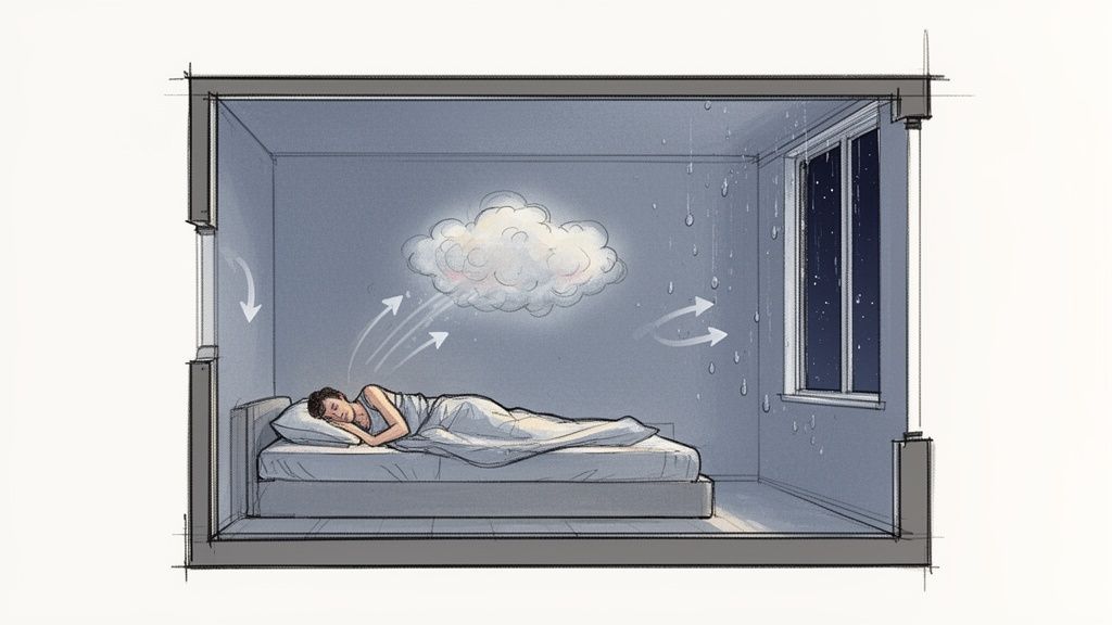 Soveværelse med ventilation og vinduer for bedre søvn.