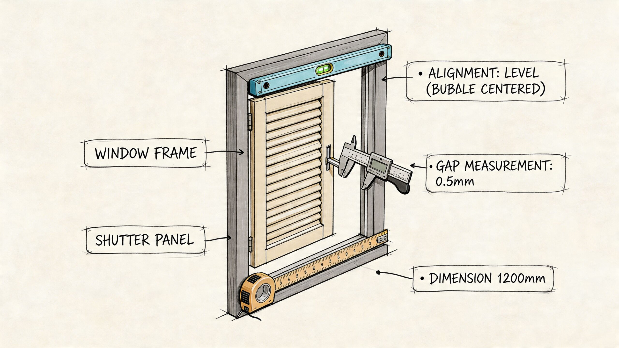 Detaljeret illustration af vinduesramme og montering.